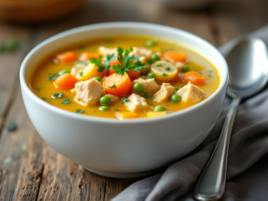 Chicken Soup with Saffron Firni (cornstarch)