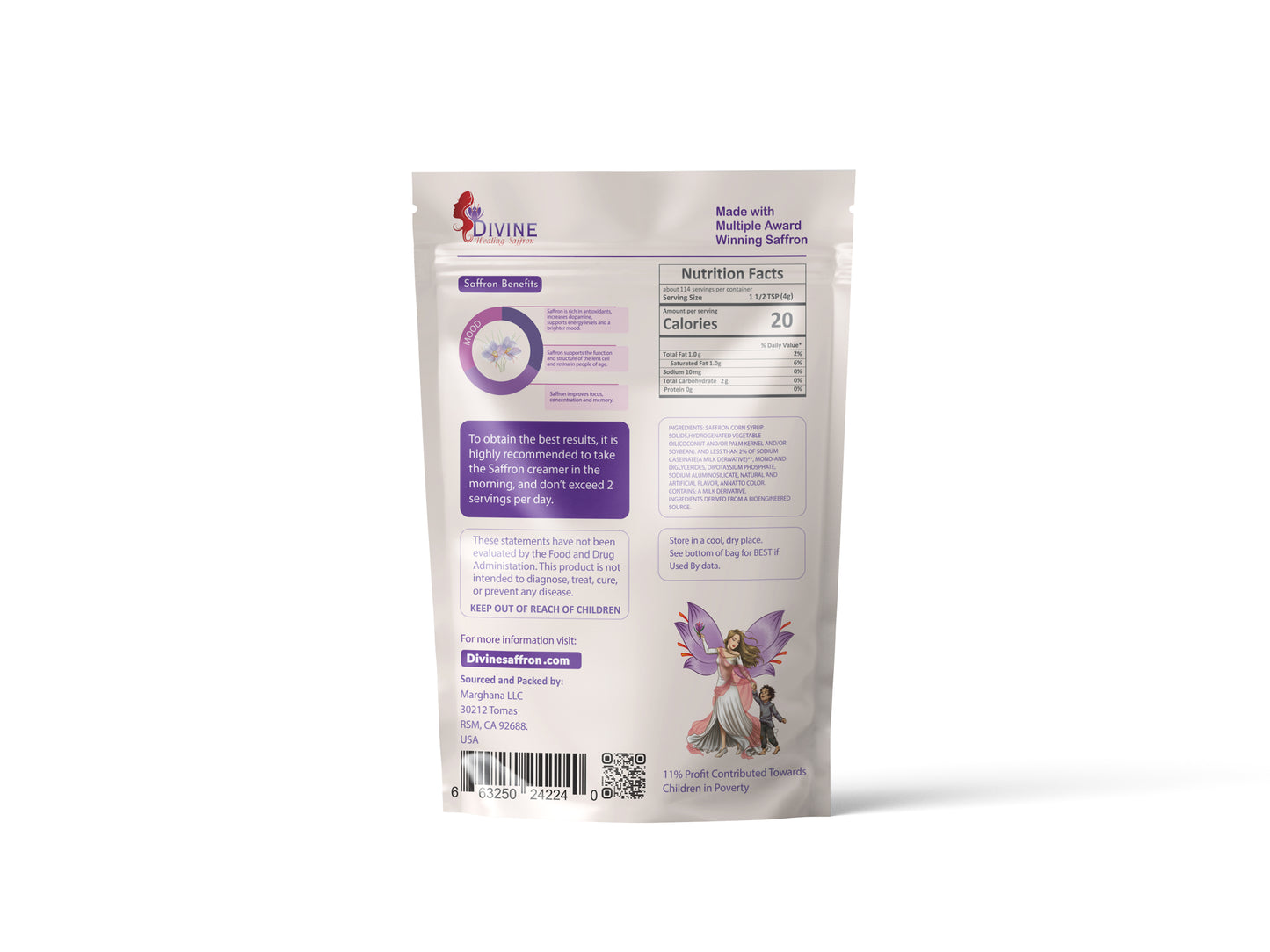 Divine Healing Saffron Creamer – Mood Booster Creamer Mix | All-Natural Non-Dairy Creamer | Safe for Kids & Adults | Supports Energy, Focus & Calm | Non-GMO, Gluten-Free, Keto-Friendly