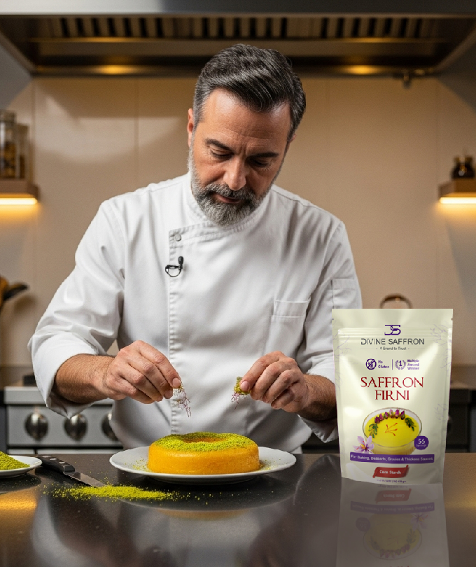 Divine Saffron – Premium Saffron Firni Corn Starch Mix | Gluten-Free, Multiple Award-Winning | Perfect for Baking, Desserts, Gravies & Sauces | 16 oz (456 g), 56 Servings